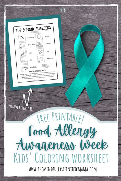 Free Kids' Food Allergy Awareness Coloring Printable for Immediate Download - THE MINDFULLY ...