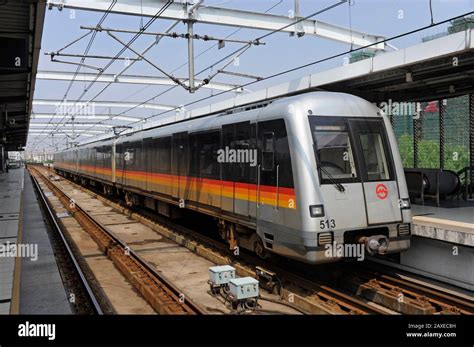 Shanghai Metro Line 5 Train Waits At A Station Shanghai China Stock