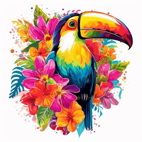 Illustration De Loiseau Toucan Forêt Tropicale Beau Personnage Toucan