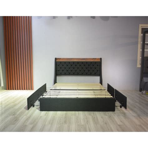 Double Huayang Carton Customized Beds With Drawers Storage King Bed For