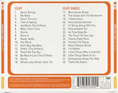 Cd Cliff Richard And The Drifters Cliff Richard And The Shadows And The Norrie Paramor Strings