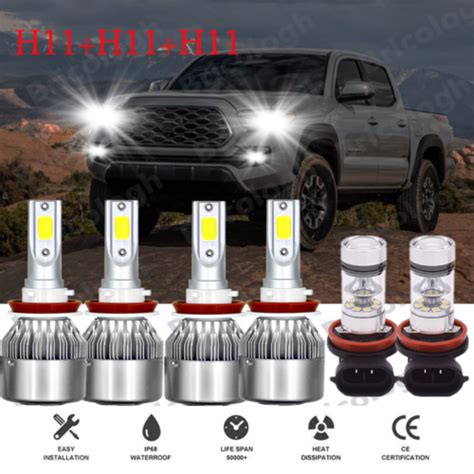 Led Headlight Hi Low Beam Fog Light Bulbs Kit For Toyota Tacoma