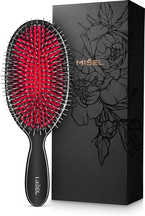 Misel Professional Boar Bristle Hair Brush For Women And Men Detangles All