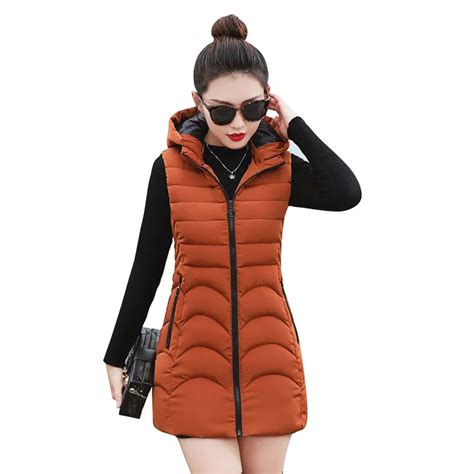 Women Cotton Vest 2018 Autumn Warm Mediun Long Female Vest Winter