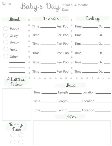 Free Printable Nanny Daily Log Printable Templates