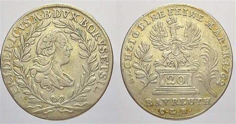 Brandenburg Bayreuth 20 Kreuzer 1762 Friedrich 1735 1763 Sehr schön