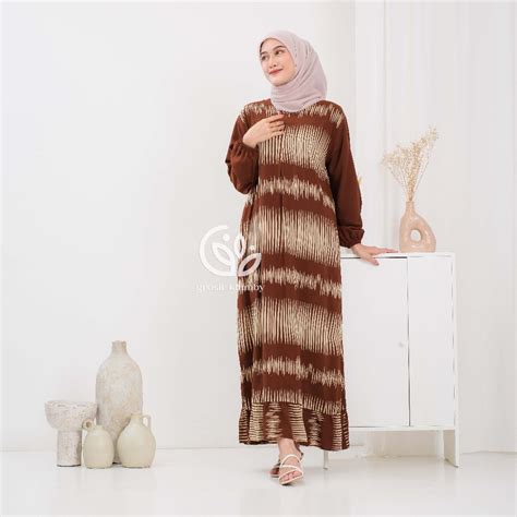 Jual Daster Adella Dress Rayon Rempel Busui Lengan Panjang Homedress