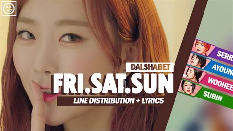 Dalshabet Fri Sat Sun Color Coded Han Rom Eng Line