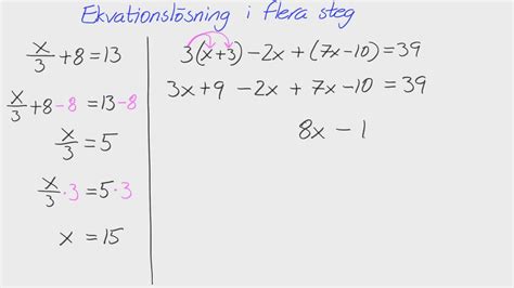 Åk 8 Adam Ekvationer Ekvationslösning i flera steg YouTube