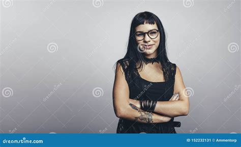 Smiling Gothic Woman Stock Image Image Of Casual Real 152232131