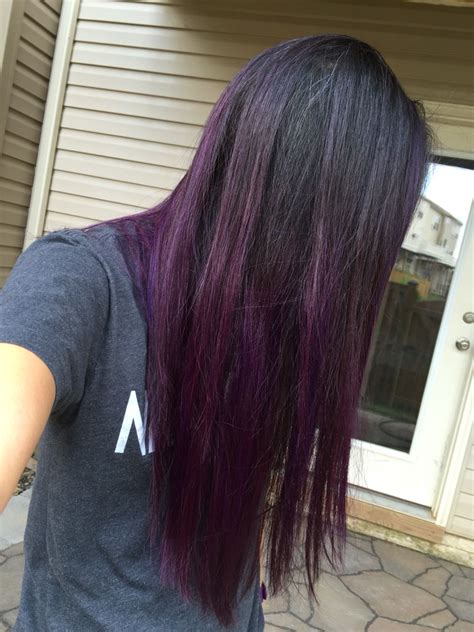 Purple Black Hair Dip Dye Ombré Asian Dip Dye Black Hair Hair Color Dip Dye Purple Black Hair