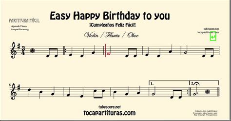 Cumpleaños Feliz Partitura Fácil De Violín Flauta Y Oboe Youtube