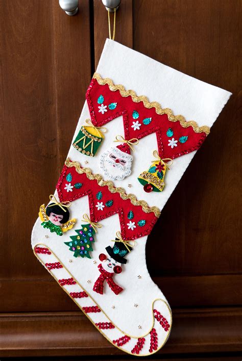 Completed Vintage Bucilla Sequin And Felt Christmas Stocking Etsy