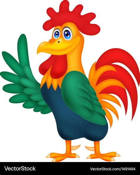 Cute Rooster Cartoon Waving Royalty Free Vector Image