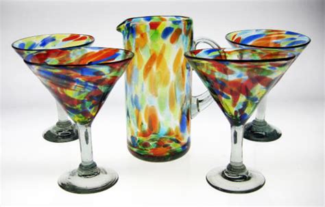 Martini Glasses Pitcher Confetti Swirl Made In Mexico