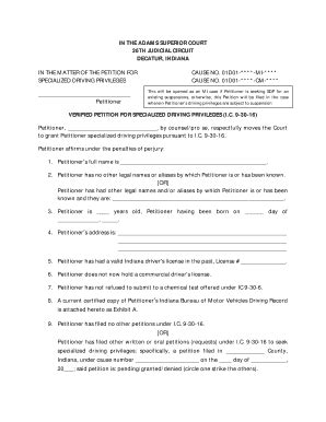 Indiana Specialized Driving Privileges Form Fill Online Printable