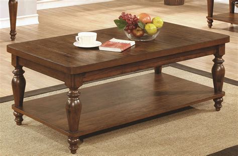 Rustic Brown Coffee Table W Turned Legs By Coaster Furniture