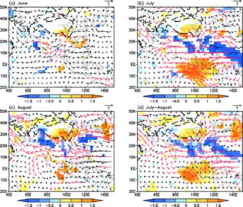 Patterns Of Regression Of 850 Hpa Winds Vectors M S 21 And Rainfall