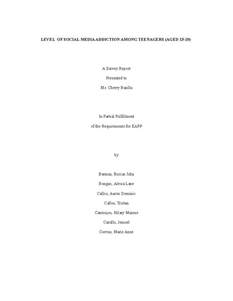 EAPP Survey Report: Social Media Addiction Levels Among Teenagers - Studocu