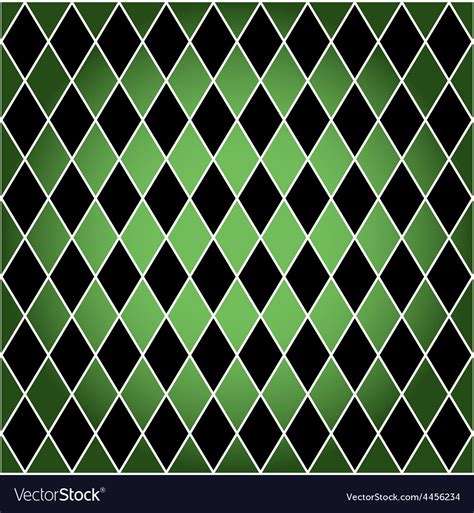 Seamless Harlequin Pattern Green And Black Vector Image