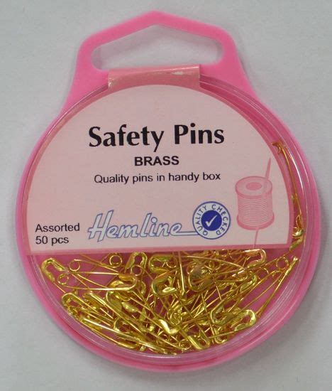 Hemline Brass Safety Pins 50pcs Assorted Sizes 25pcs Each 19mm And 23mm