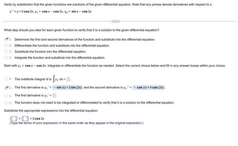 Solved Verify By Substitution That The Given Functions Are Chegg