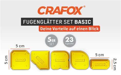 CRAFOX Fugenglätter 5er SET GELB das Tool für perfekte Fugen