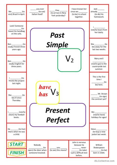 5 Present Perfect Or Past Simple Tense Board Game Speaking