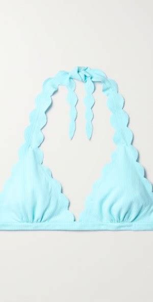 MARYSIA Spring Scalloped Seersucker Halterneck Bikini Top