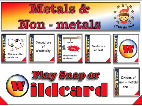 Metals And Non Metals Properties Wildcard And Snap Card Games Ks3