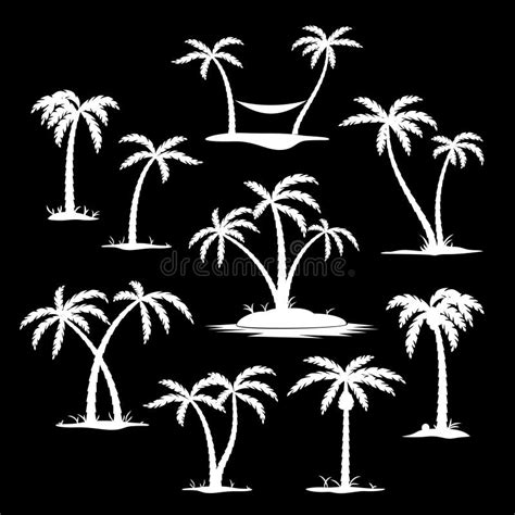 Ic Nes De Silhouette D Arbre De Noix De Coco Illustration De Vecteur