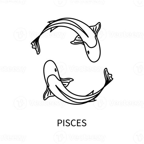 Pisces Horoscope Symbol In Twelve Zodiac Constellation Isolated Flat