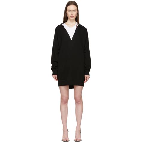 Alexanderwang T Black Collared Bi Layer Tunic Dress Alexanderwang T