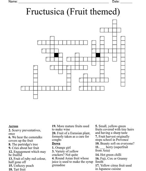 Fructusica Fruit Themed Crossword Wordmint