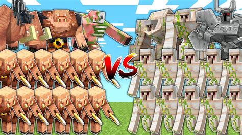 Piglin Army Vs Iron Golem Army In Mob Battle Minecraft Videos