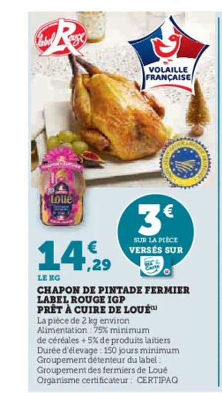 Promo Chapon De Pintade Fermier Label Rouge Igp Pr T Cuire De Lou