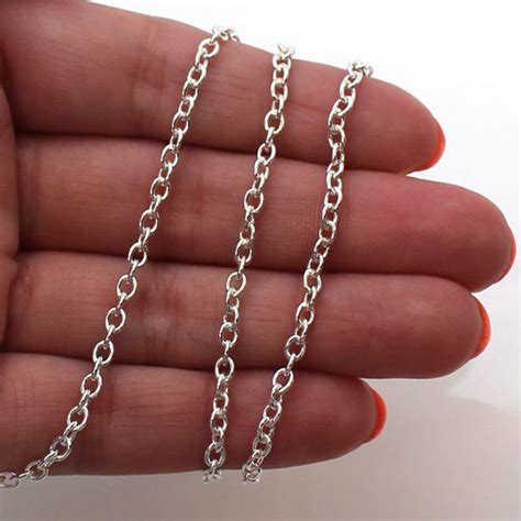 925 Sterling Silver Chain Unfinished Bulk Chain Cable Oval 2 8mm X 3