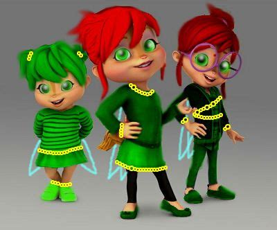 Some Very Cute Cartoon Characters With Green And Red Hair One Is