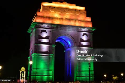 Night View Of India Gate At New Delhi India Stock Photo - Download ...