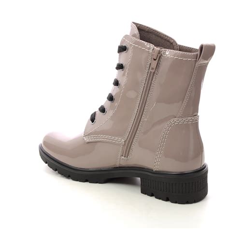 Tamaris Meria Nude Patent Womens Biker Boots