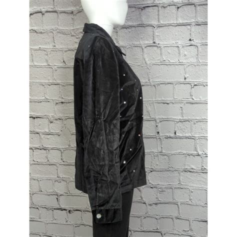 Vintage Quacker Factory Black Velour Jacket W Rhines Gem