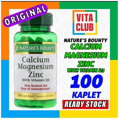 Jual Natures Bounty 100 Kaplet Calcium Magnesium Zinc D3 Vitamin Nature