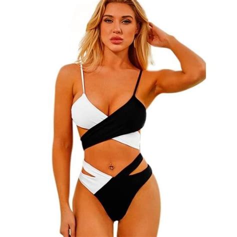 Bikini Femme Pi Ces Marque R Glable S Chage Rapide Coussin Poitrine D Tachable Noir