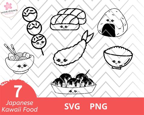 Kawaii Food Svg Bundle Cutting File Japanese Food Cute Food Svg