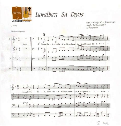 JesCom Philippines | LUWALHATI SA DIYOS by MVF – Music Sheet