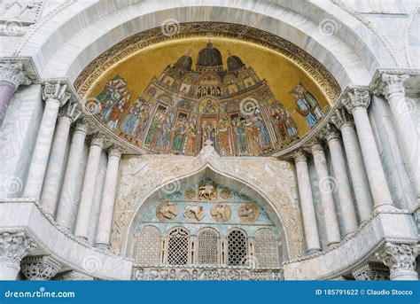 Detail of the Mosaics at the Entrance of the Basilica of San Marco ...