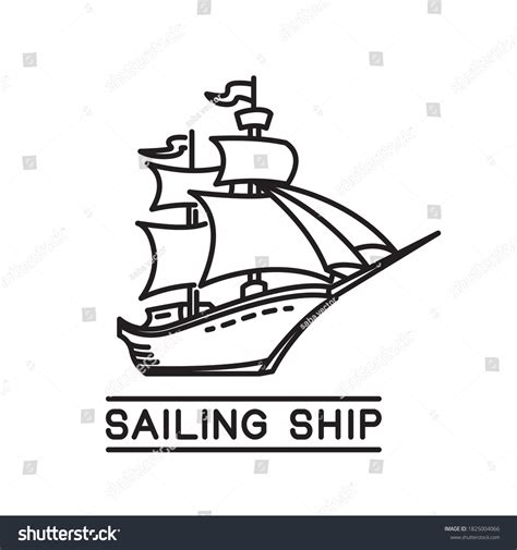 Pirate Ship Design Monoline Sailing Ship Stock Vector Royalty Free 1825004066 Shutterstock