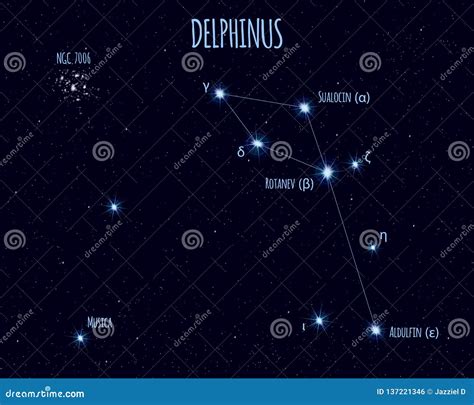 Delphinus Constellation. Starry Night Sky. Cluster Of Stars, Galaxy ...