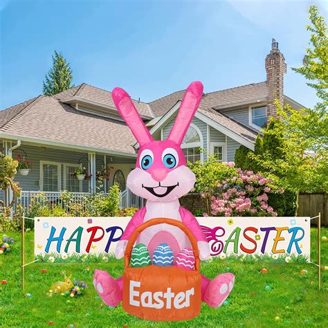 4FT Easter Inflatable Bunny Decorations Inflatable Easter Bunny With