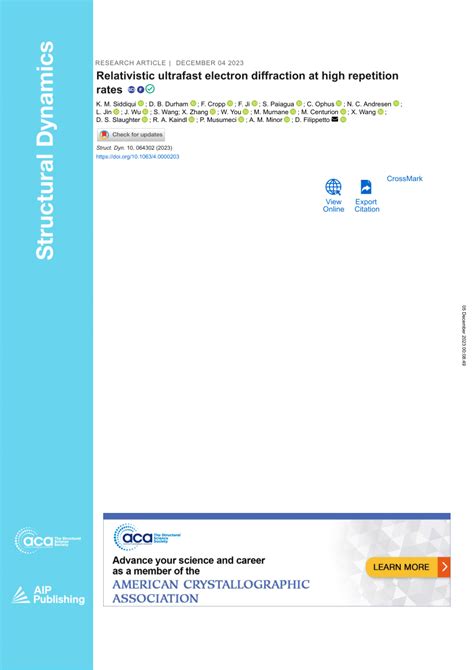 PDF Relativistic Ultrafast Electron Diffraction At High Repetition Rates